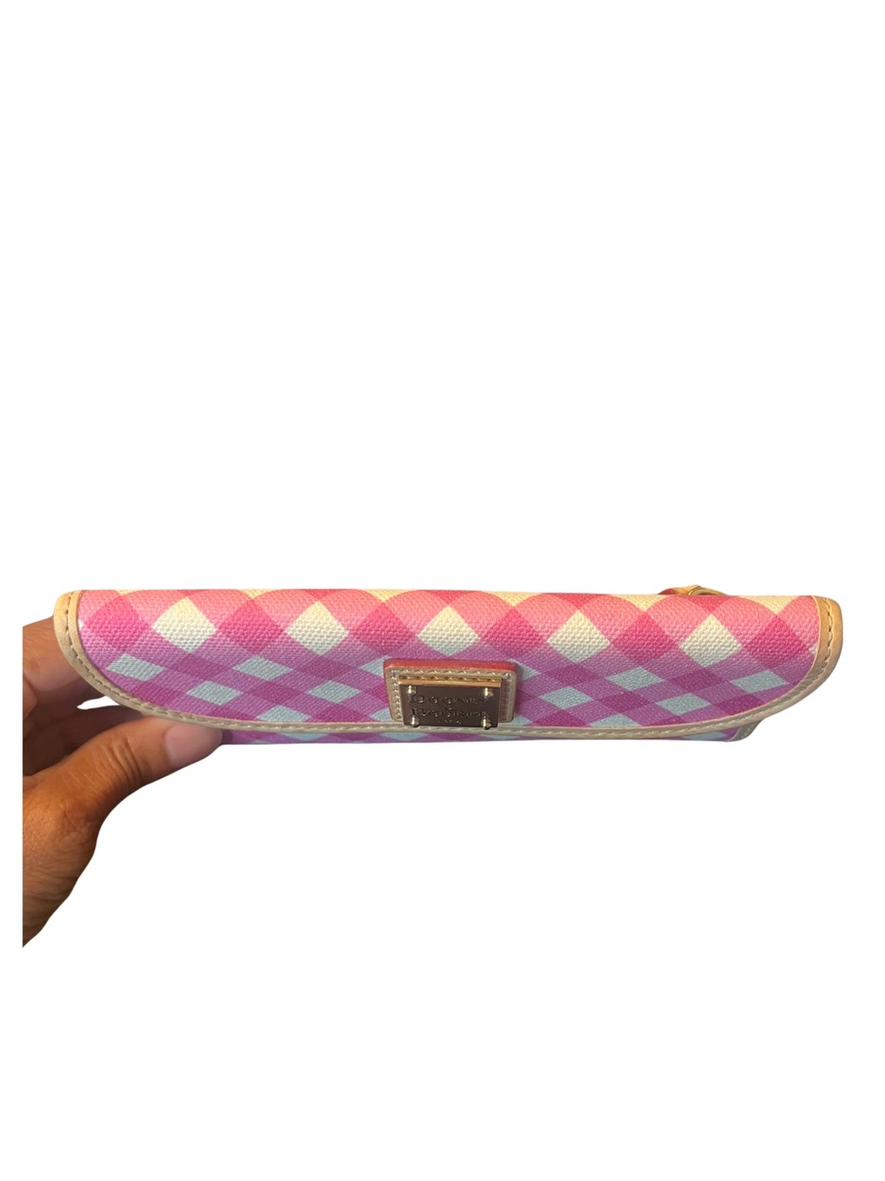 Dooney & Bourke Pink Gingham Continental Wallet - Picture 2 of 10